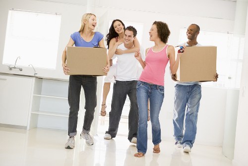 Office relocation planning and packed equipment ready for transport in Harrow