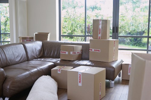 Office furniture and IT items being organised for a commercial move in Harrow